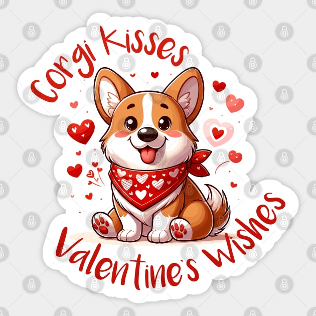 Adorable Valentine Corgi with Heart Bandana Sticker by DaniGirls